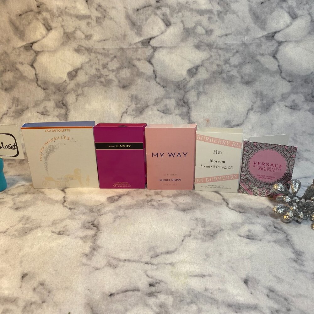 Lot of 5 Hermes,Prada,Giorgio Armani,Burberry,Versace,Merveilles,MyWay-5pc-NEW - Picture 1 of 10